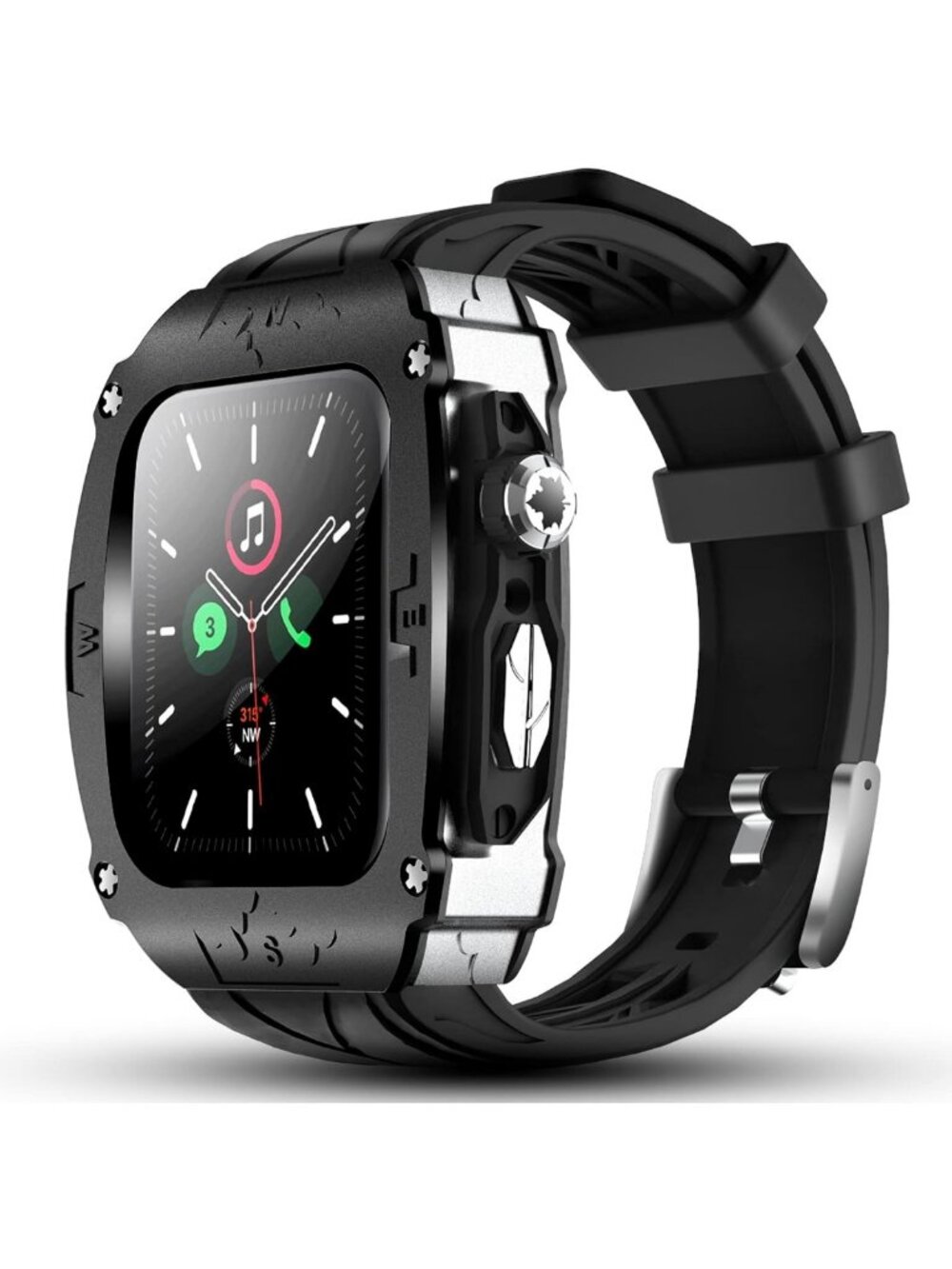 Luxury Metal Case for Apple Watch 9 8 7 45mm 6 44mm Band with Cover Heavy Duty